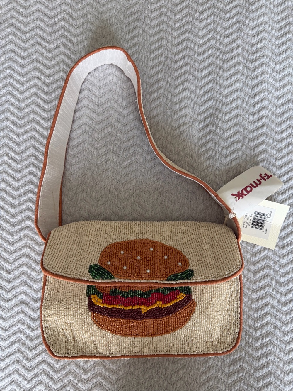 NWT Sol and Mer Beaded Hamburger Shoulder Bag Novelty Purse TJ Maxx Foodie